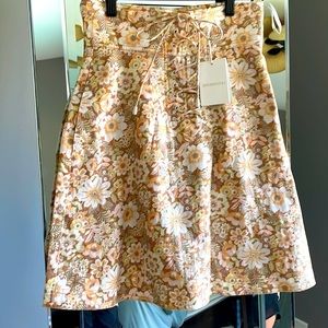 Zimmermann Floral Mini Skirt - Cream and Pink